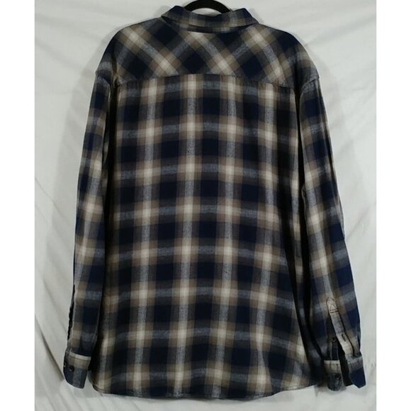 Noble Outfitters Men's Dark Blue & White Tartan Plaid Flannel Shirt Size XXL - Picture 2 of 7